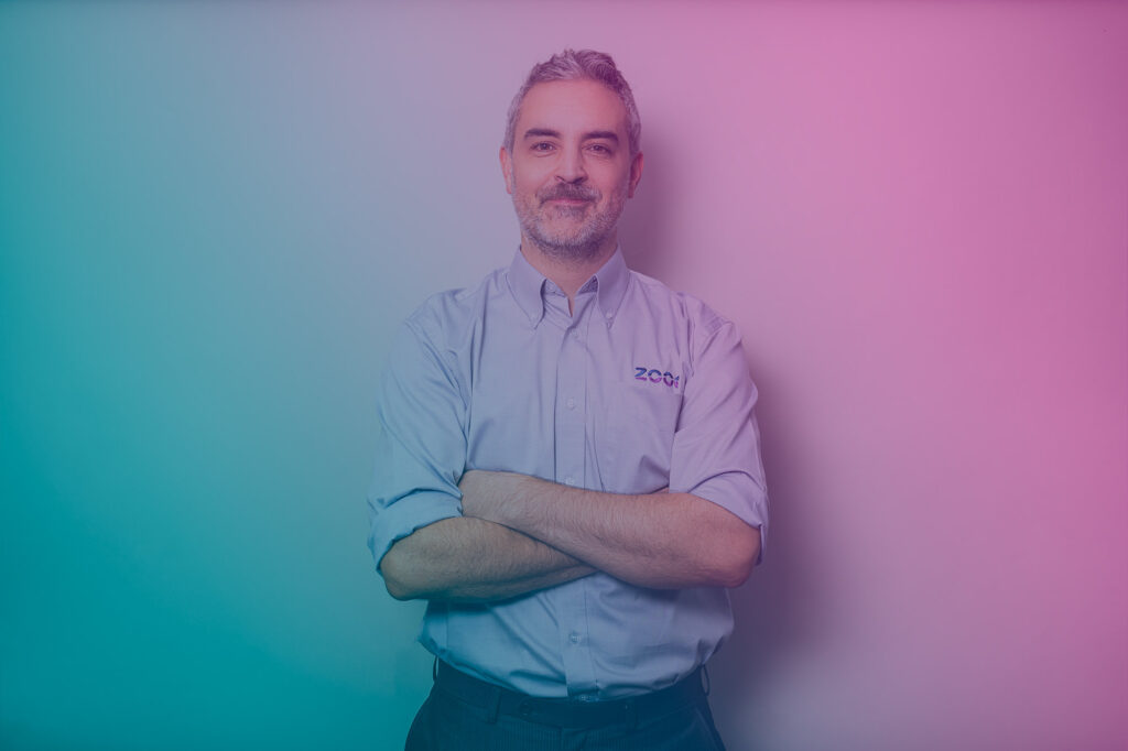 Photo of our Commercial Director, David with colourful overlay. Data Networking and Wifi specialist in Devon.